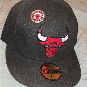 New Era Black and Red Bulls Logo Hat